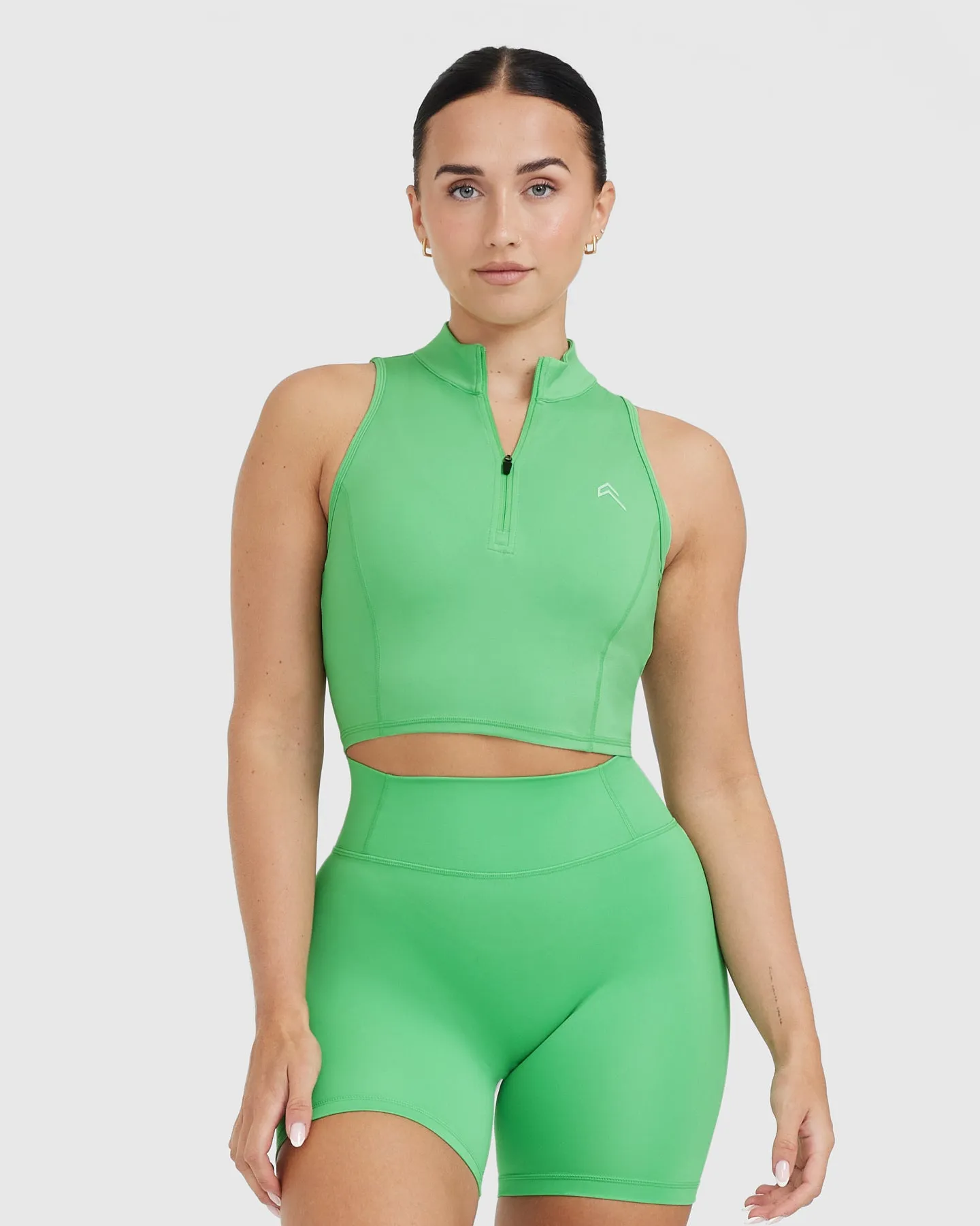 Timeless Half Zip Crop Tank | Jade