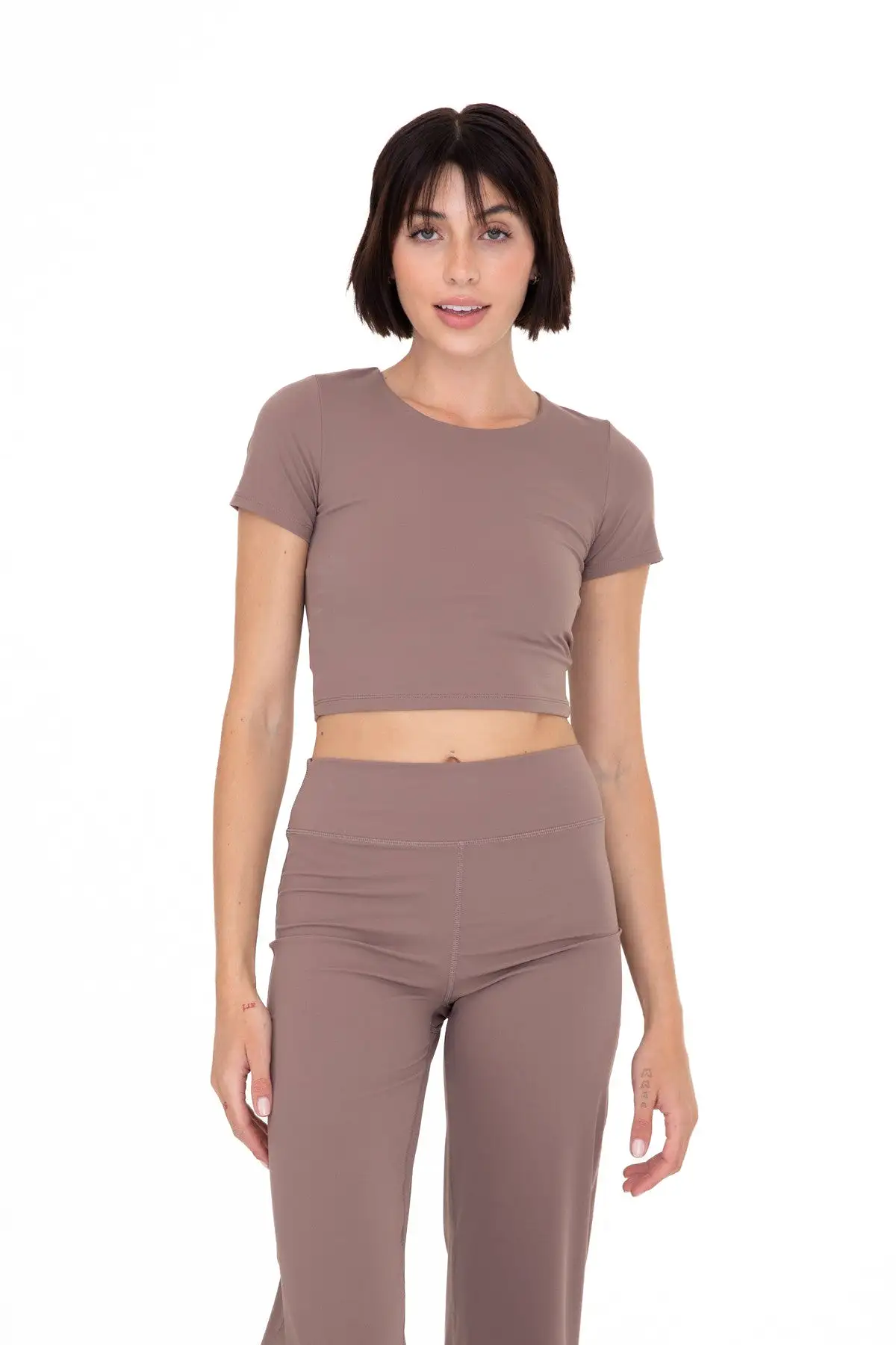 Tori Cropped Tee - Taupe