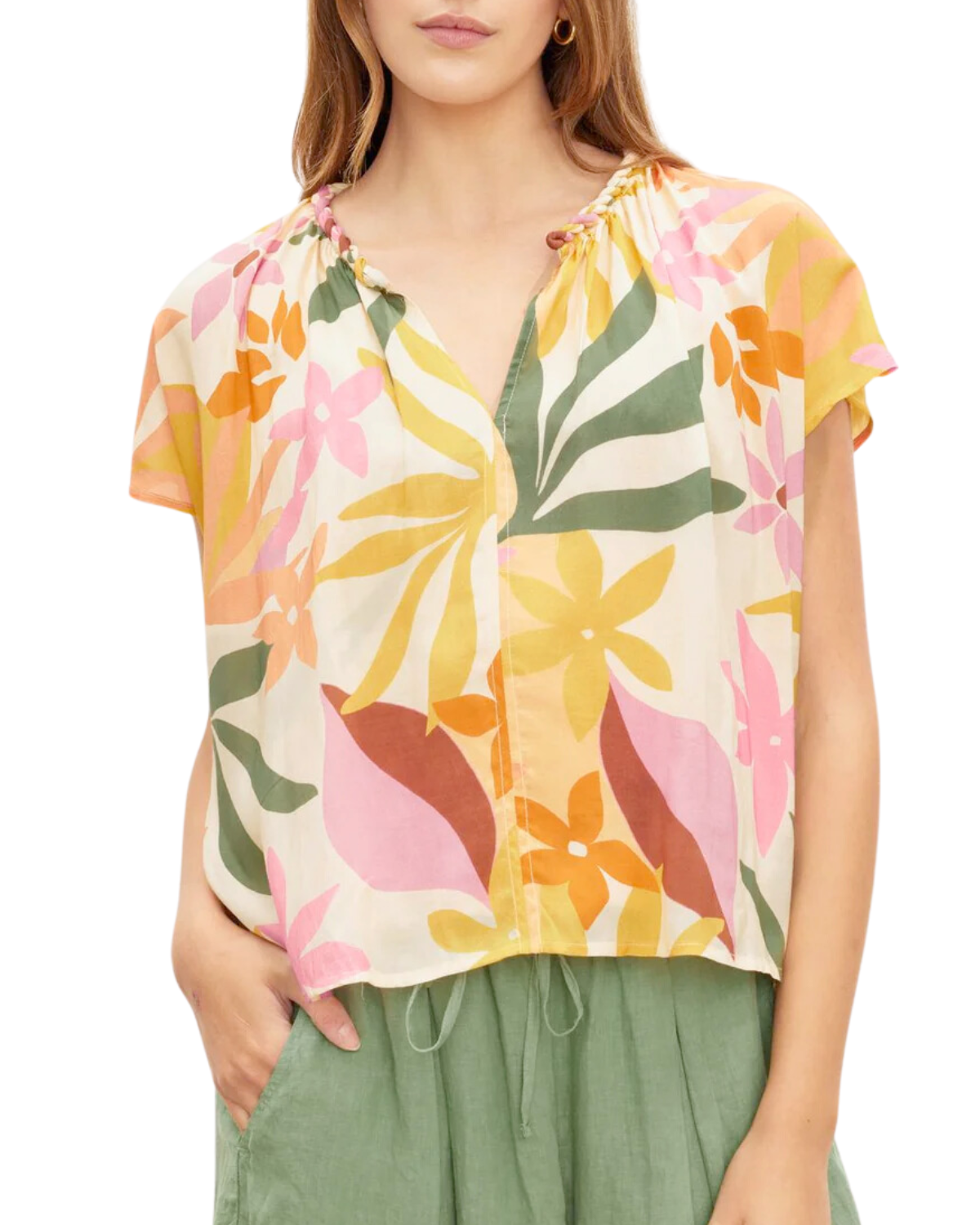 Trixy Printed Short Sleeve Top (Oasis)