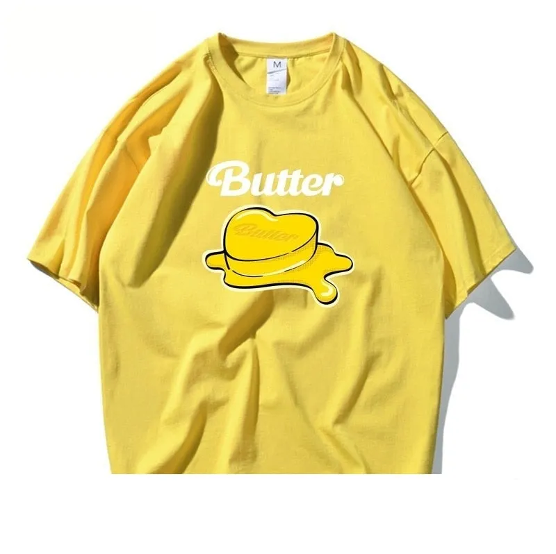 Unisex Summer Trendy 100% Cotton Melt Butter Short Sleeve T-shirt