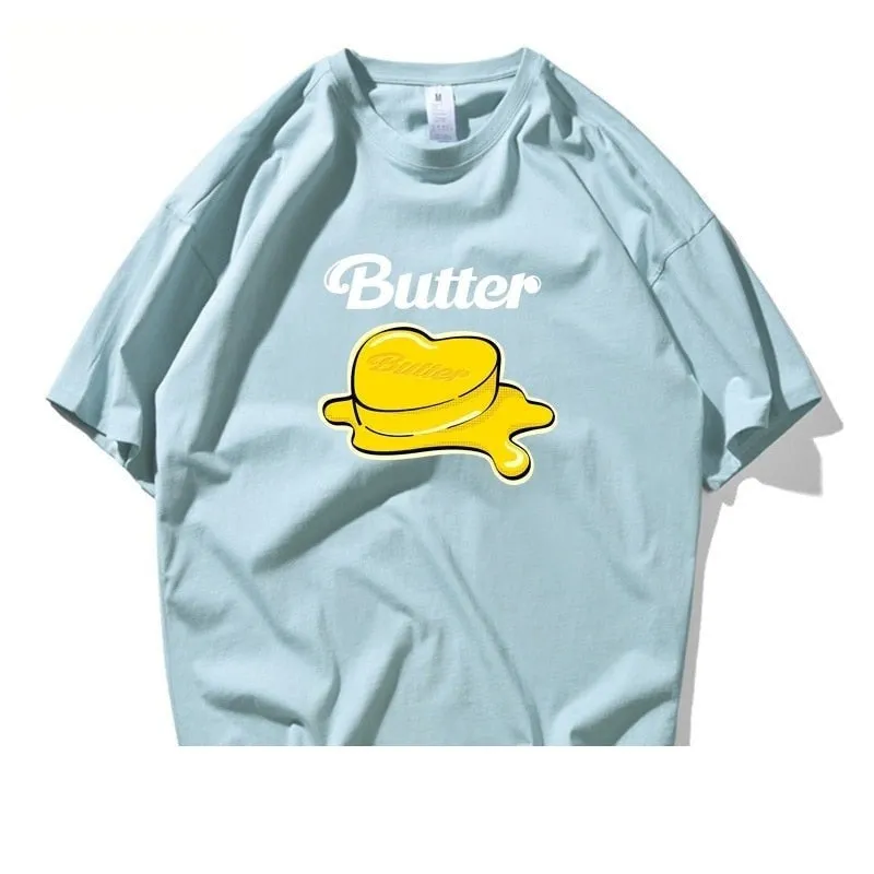 Unisex Summer Trendy 100% Cotton Melt Butter Short Sleeve T-shirt