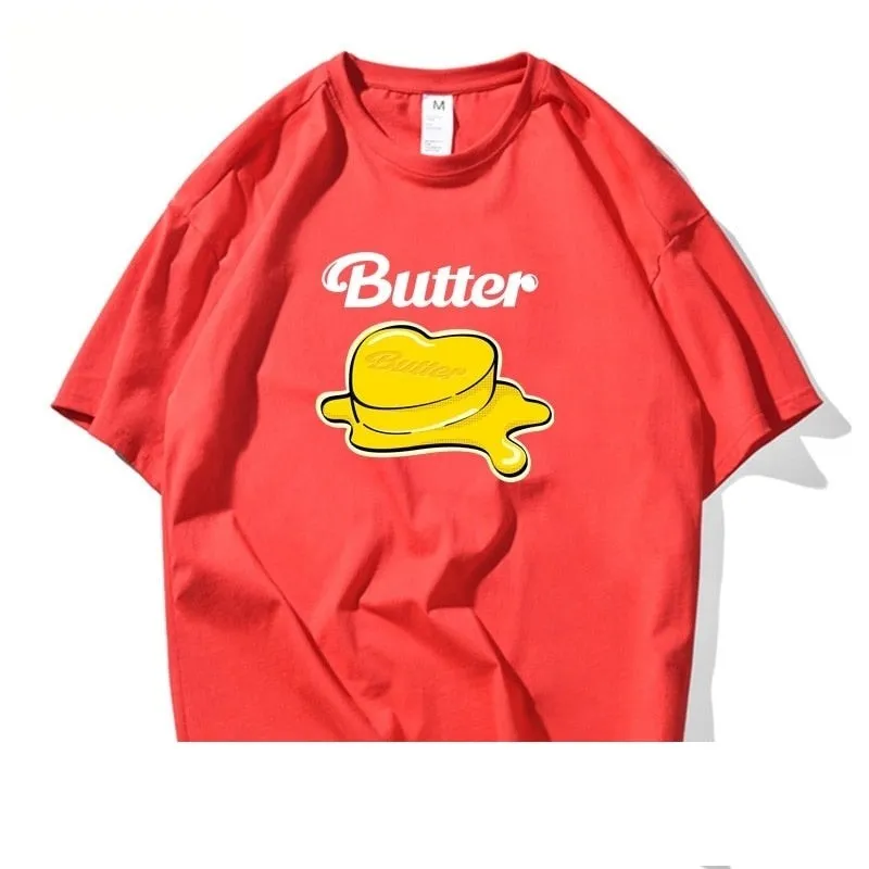 Unisex Summer Trendy 100% Cotton Melt Butter Short Sleeve T-shirt