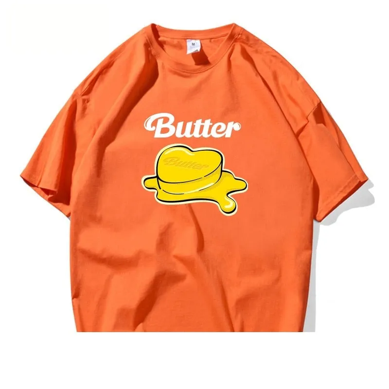 Unisex Summer Trendy 100% Cotton Melt Butter Short Sleeve T-shirt