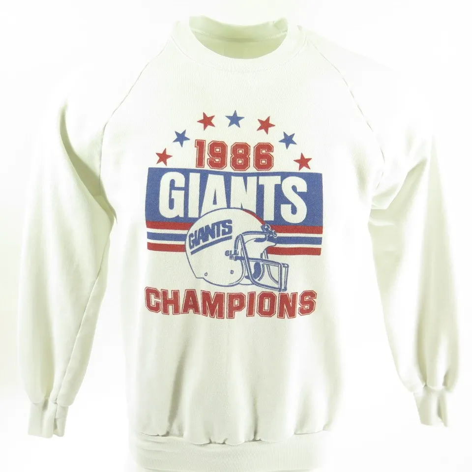 Vintage 80s 1986 New York Giants Champions Sweatshirt Mens M White NFL Football