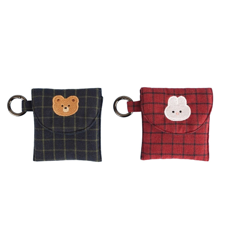 Wapen Bear Rabbit Characters Checked Airpods Pouches Cute Purses Handbags Cases Coin Cosmetics Characters Coin Mini Wallets Key 