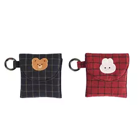 Wapen Bear Rabbit Characters Checked Airpods Pouches Cute Purses Handbags Cases Coin Cosmetics Characters Coin Mini Wallets Key 