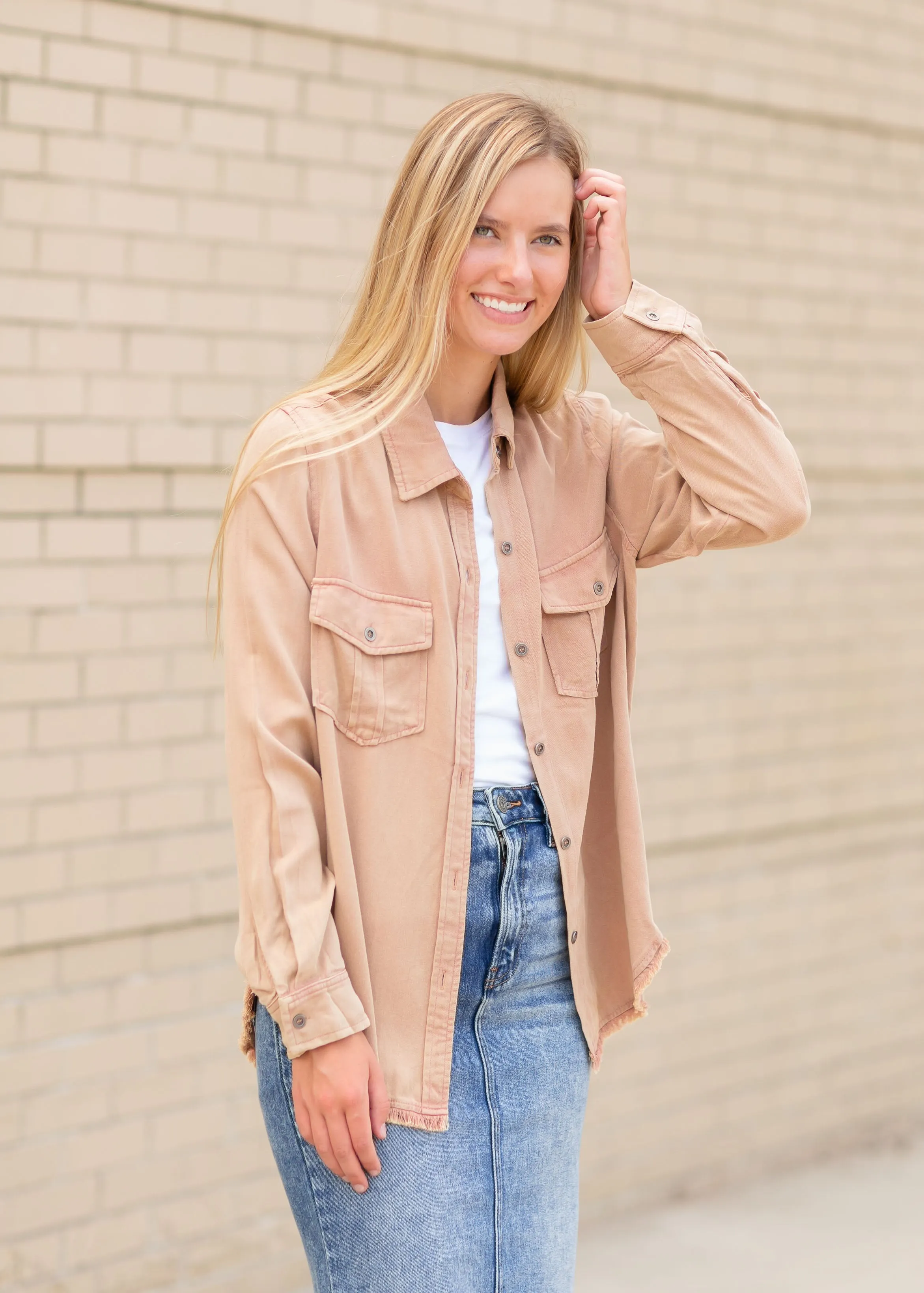 Washed Rust Button Down Top - FINAL SALE