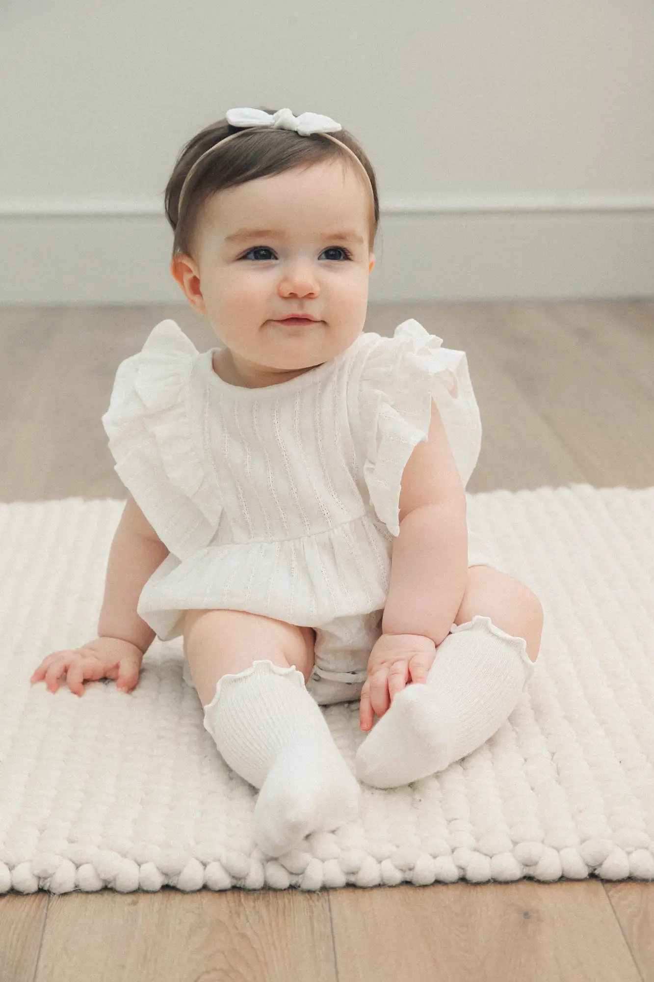 White Cotton Frill Sleeve Romper