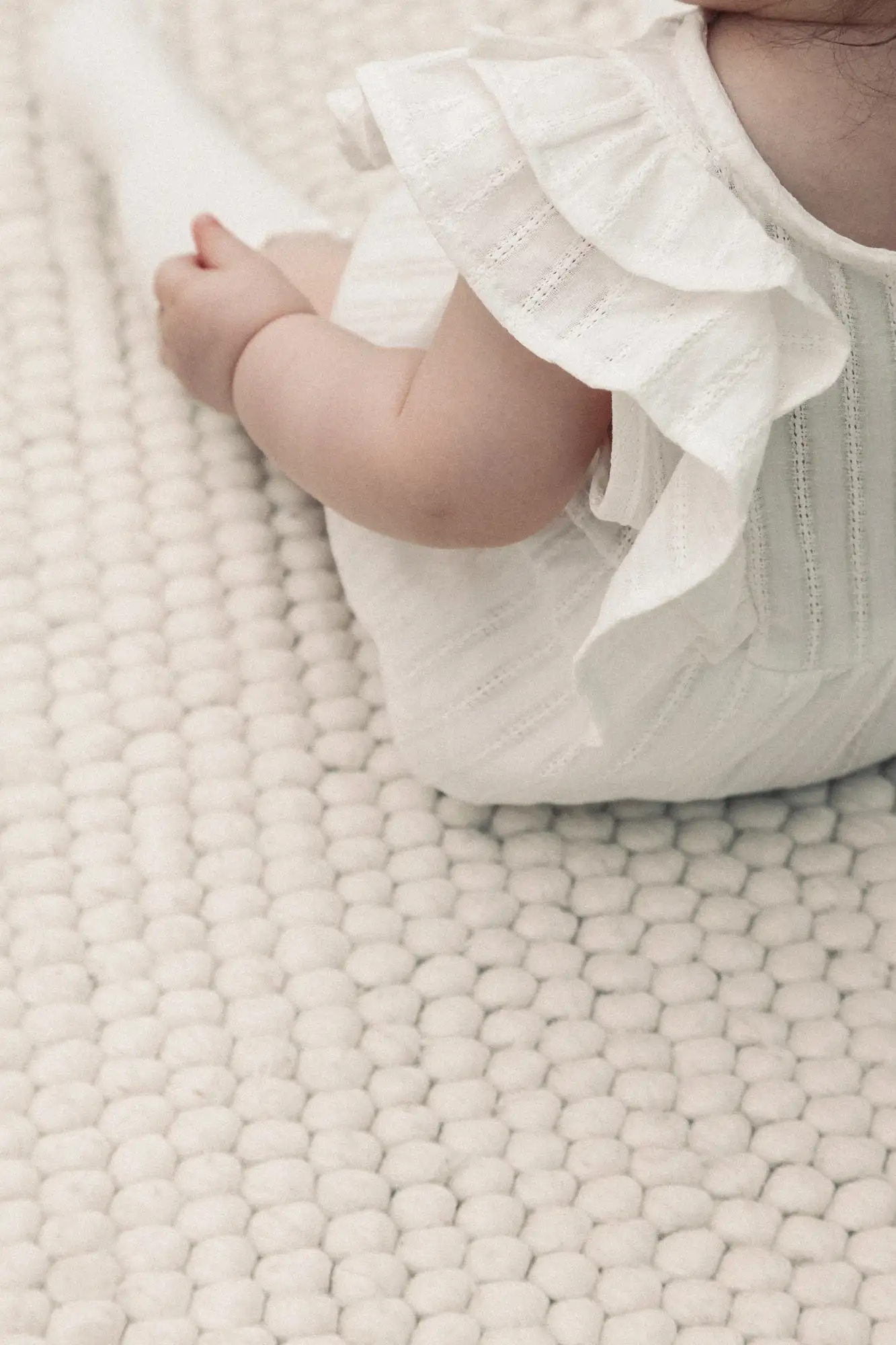 White Cotton Frill Sleeve Romper