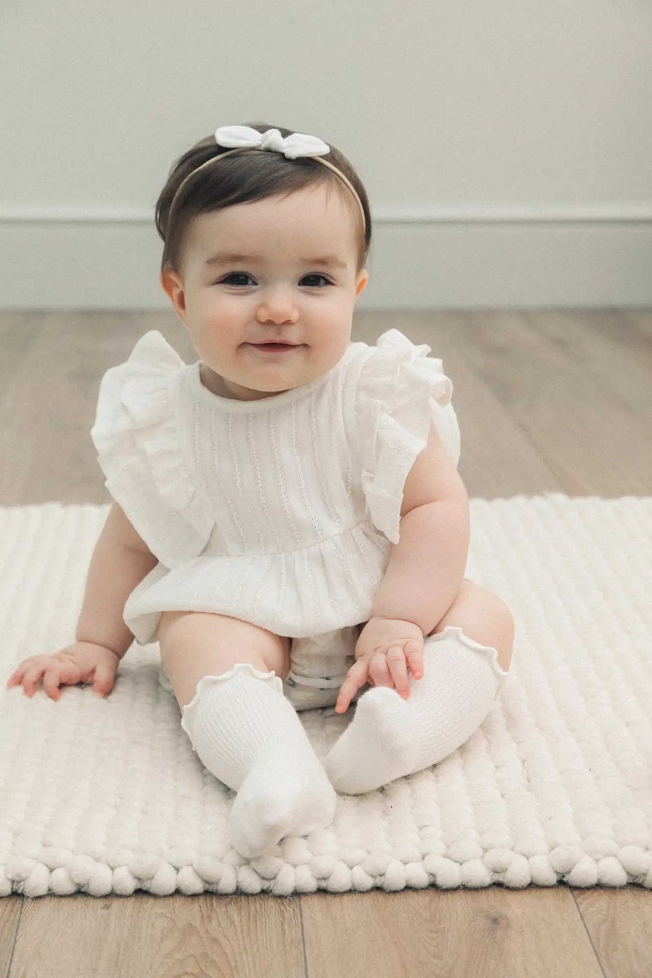 White Cotton Frill Sleeve Romper