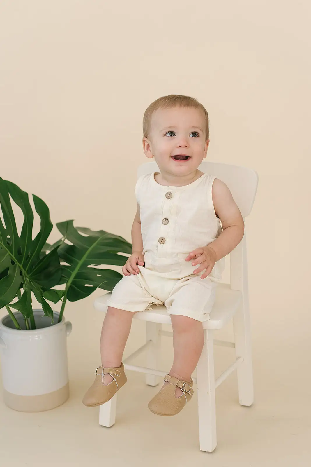 White Crop Linen Romper