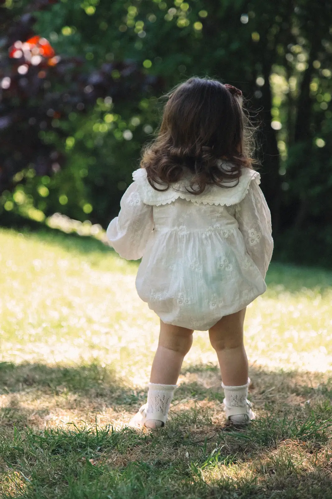 White Embroidered Oversized Collar Romper