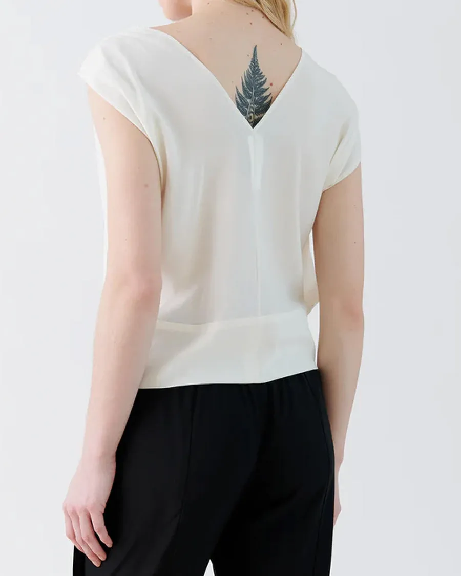 White Pepper Silk Charmeuse Siren Top