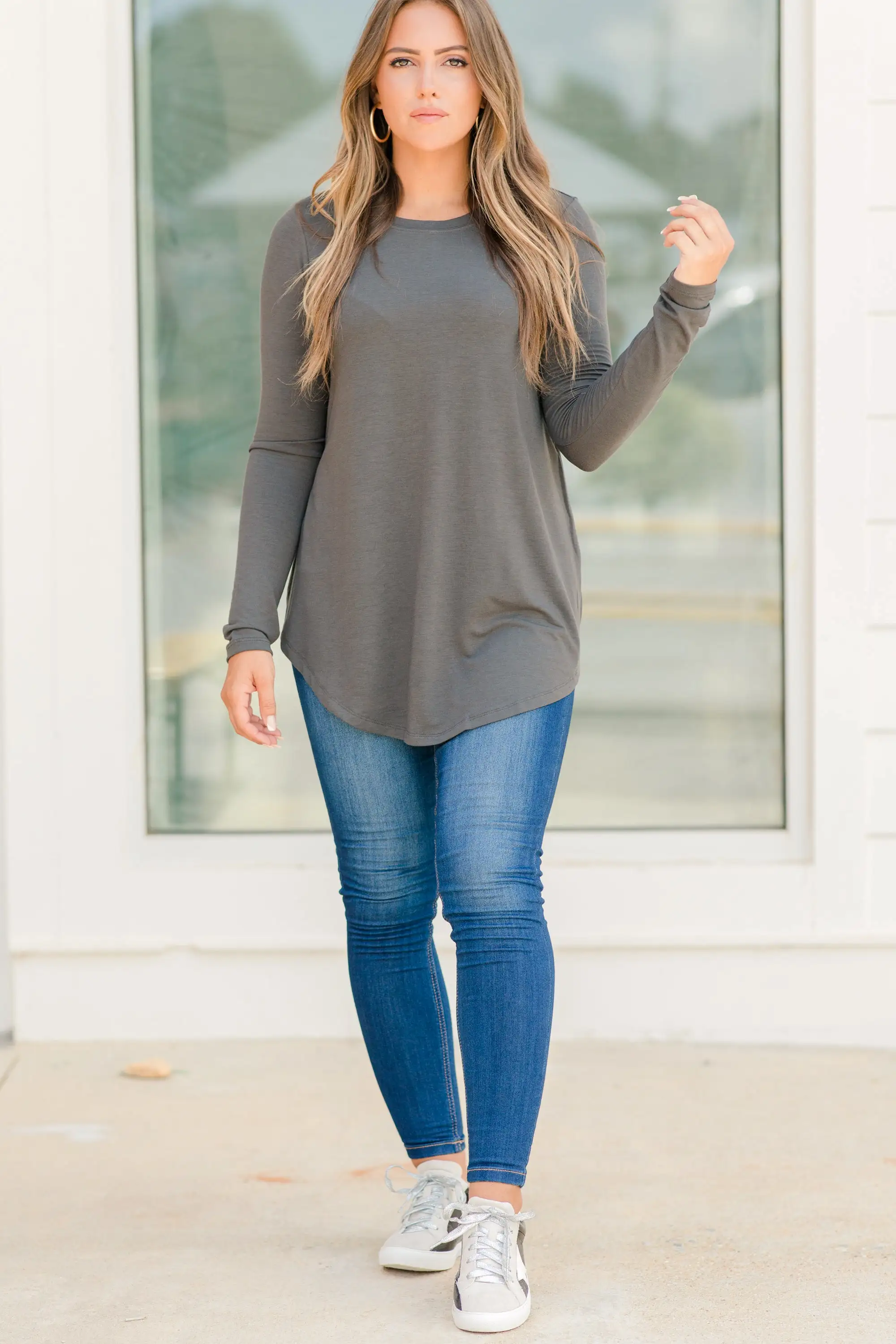 Won't Let You Down Gray Classic Top