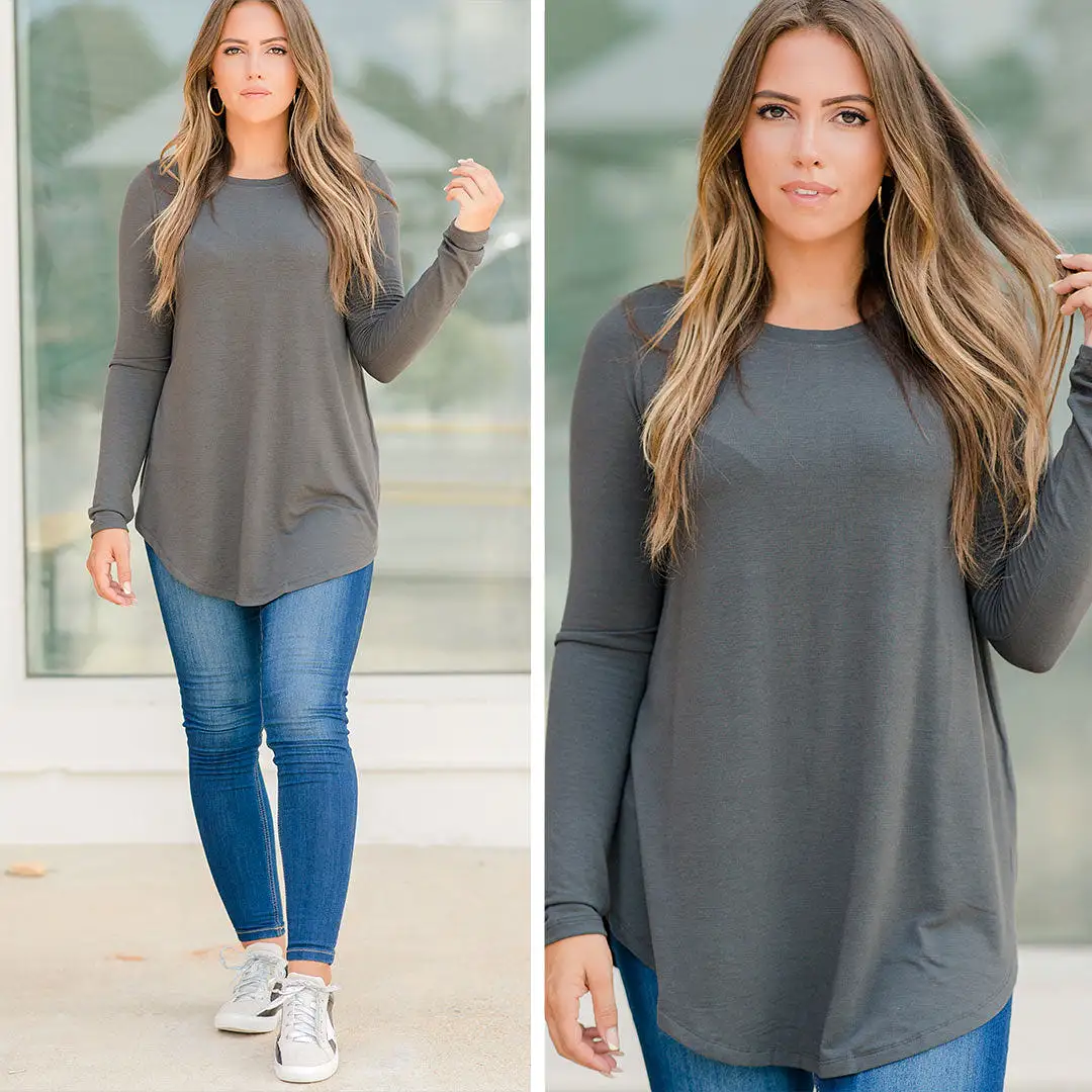 Won't Let You Down Gray Classic Top