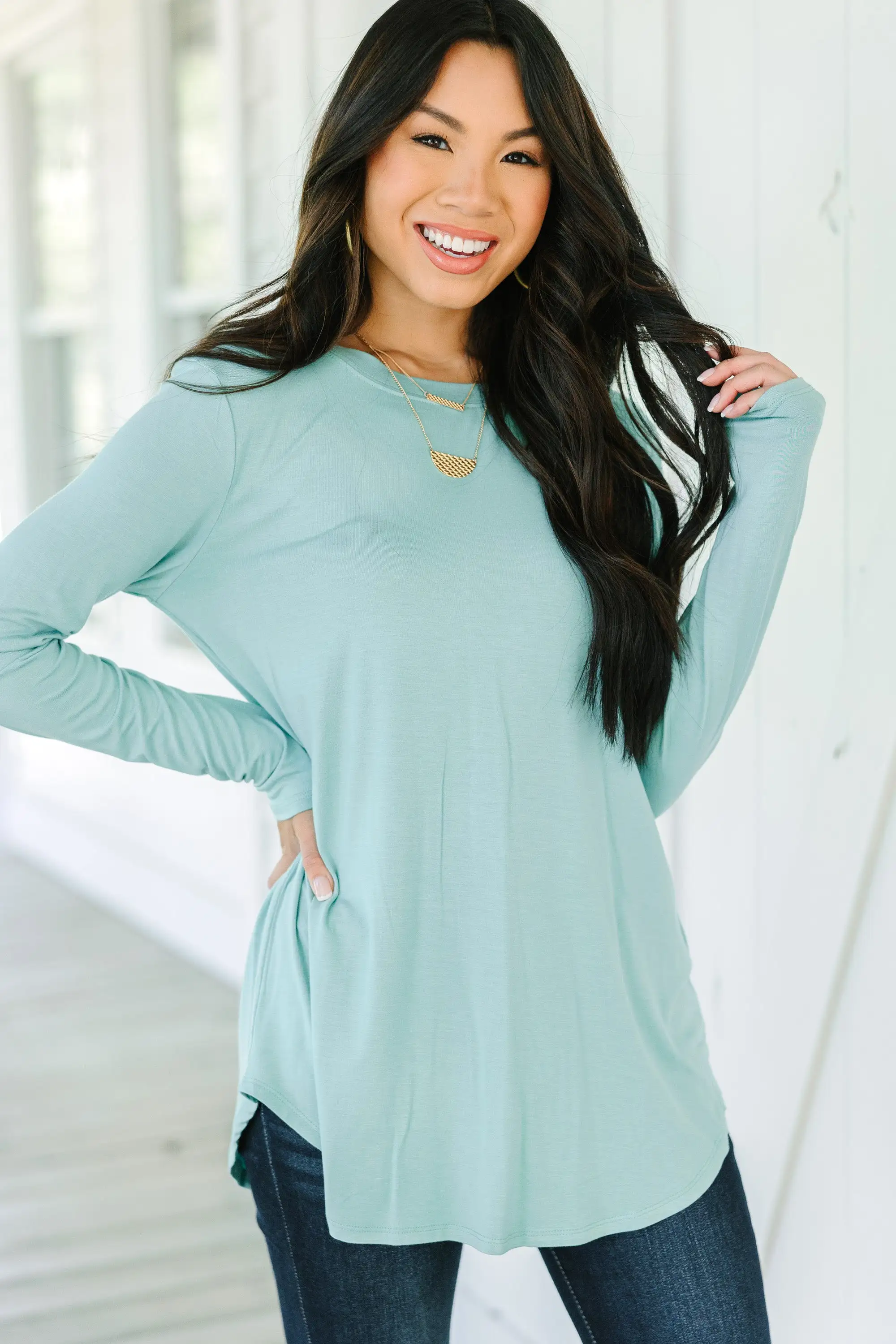 Won't Let You Down Light Sage Green Classic Top