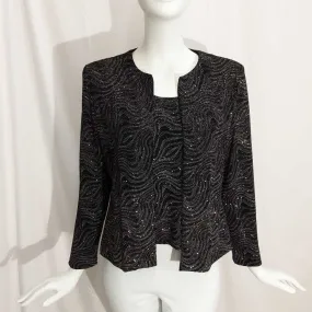 XSCAPE BY JOANNA CHEN 2 PIECE BLACK JACKET SIZE PETITE LARGE TCC